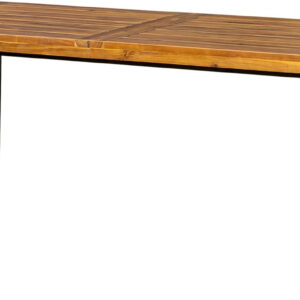 Devoko Home Acacia Wood Dining Table 6-Person Indoor Outdoor Table with Iron Legs, Sandblast Finish, Natural Stained, Rustic Metal, 69 * 33 * 30 inch (Natural)