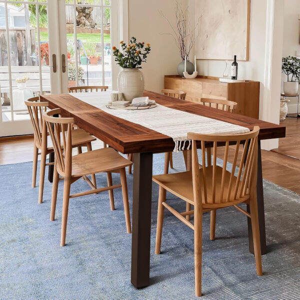 Devoko Home Acacia Wood Dining Table 6-Person Indoor Outdoor Table with Iron Legs, Sandblast Finish, Natural Stained, Rustic Metal, 69 * 33 * 30 inch (Natural)