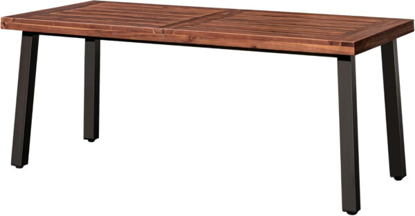 Devoko Home Acacia Wood Dining Table 6-Person Indoor Outdoor Table with Iron Legs, Sandblast Finish, Natural Stained, Rustic Metal, 69 * 33 * 30 inch (Natural)