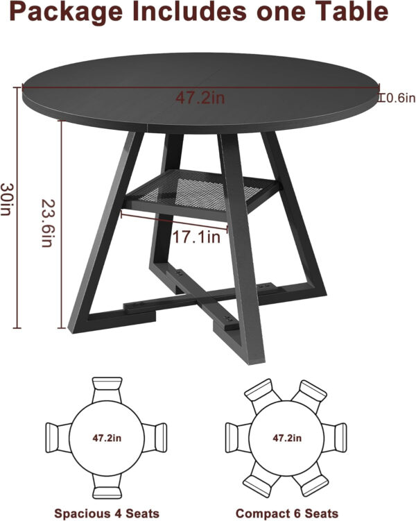 Round Dining Table for 4,Kitchen Dining Room Circle Dinner Pedestal Table,Space Saving Wood Kitchen & Dining Room Furniture (Vintage, 47In)