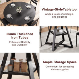 Round Dining Table for 4,Kitchen Dining Room Circle Dinner Pedestal Table,Space Saving Wood Kitchen & Dining Room Furniture (Vintage, 47In)