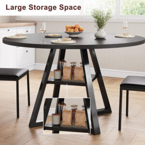 Round Dining Table for 4,Kitchen Dining Room Circle Dinner Pedestal Table,Space Saving Wood Kitchen & Dining Room Furniture (Vintage, 47In)
