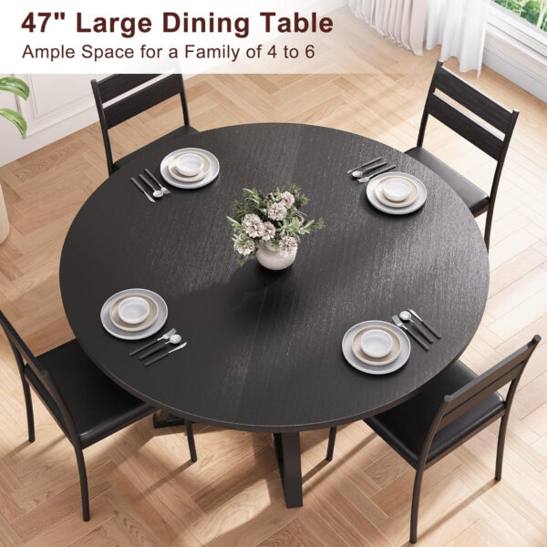 Round Dining Table for 4,Kitchen Dining Room Circle Dinner Pedestal Table,Space Saving Wood Kitchen & Dining Room Furniture (Vintage, 47In)