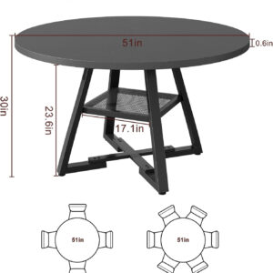 Round Dining Table for 4,Kitchen Dining Room Circle Dinner Pedestal Table,Space Saving Wood Kitchen & Dining Room Furniture (Vintage, 47In)