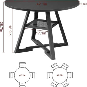 Round Dining Table for 4,Kitchen Dining Room Circle Dinner Pedestal Table,Space Saving Wood Kitchen & Dining Room Furniture (Vintage, 47In)