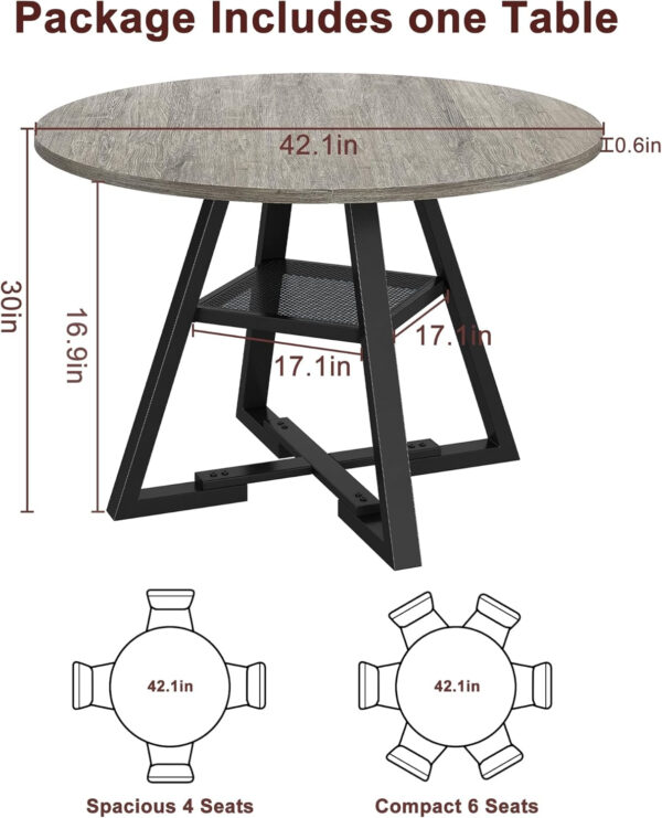 Round Dining Table for 4,Kitchen Dining Room Circle Dinner Pedestal Table,Space Saving Wood Kitchen & Dining Room Furniture (Vintage, 47In)
