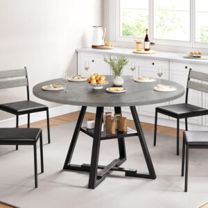 Round Dining Table for 4,Kitchen Dining Room Circle Dinner Pedestal Table,Space Saving Wood Kitchen & Dining Room Furniture (Vintage, 47In)