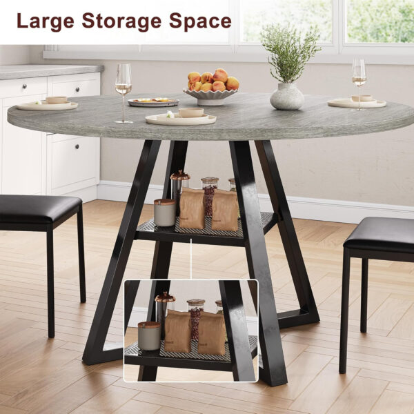 Round Dining Table for 4,Kitchen Dining Room Circle Dinner Pedestal Table,Space Saving Wood Kitchen & Dining Room Furniture (Vintage, 47In)
