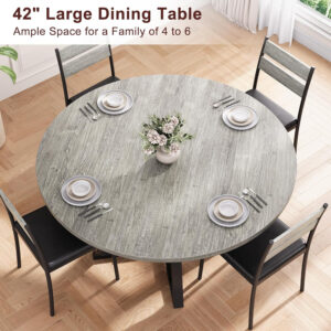 Round Dining Table for 4,Kitchen Dining Room Circle Dinner Pedestal Table,Space Saving Wood Kitchen & Dining Room Furniture (Vintage, 47In)