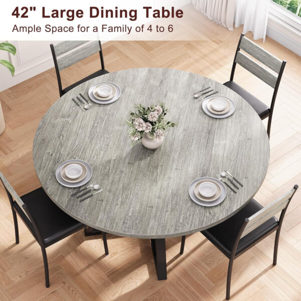 Round Dining Table for 4,Kitchen Dining Room Circle Dinner Pedestal Table,Space Saving Wood Kitchen & Dining Room Furniture (Vintage, 47In)