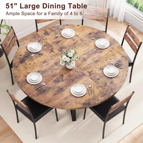 Round Dining Table for 4,Kitchen Dining Room Circle Dinner Pedestal Table,Space Saving Wood Kitchen & Dining Room Furniture (Vintage, 47In)