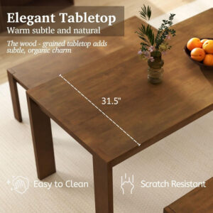 LukeAlon Wooden Dining Table for 4 to 6 People, 63" Large Kitchen Long Table with Wood Legs Mid Century Walnut Rectangular Dinner Tables for Home Dining Room Restaurant Farmhouse