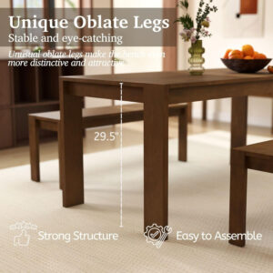 LukeAlon Wooden Dining Table for 4 to 6 People, 63" Large Kitchen Long Table with Wood Legs Mid Century Walnut Rectangular Dinner Tables for Home Dining Room Restaurant Farmhouse