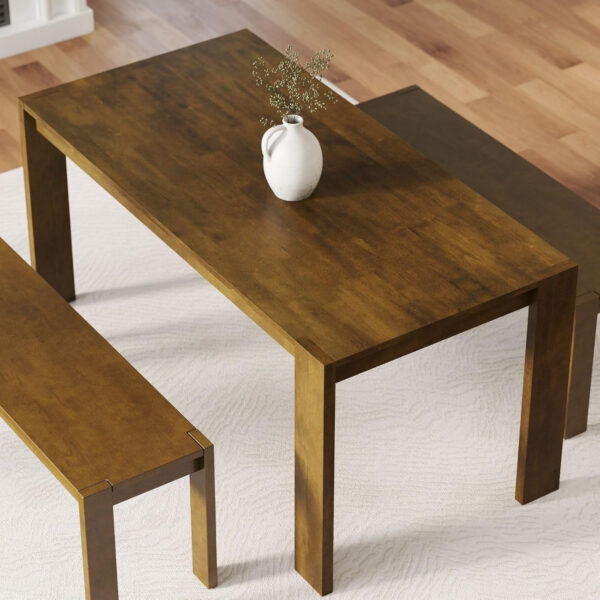 LukeAlon Wooden Dining Table for 4 to 6 People, 63" Large Kitchen Long Table with Wood Legs Mid Century Walnut Rectangular Dinner Tables for Home Dining Room Restaurant Farmhouse