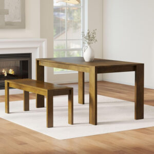 LukeAlon Wooden Dining Table for 4 to 6 People, 63" Large Kitchen Long Table with Wood Legs Mid Century Walnut Rectangular Dinner Tables for Home Dining Room Restaurant Farmhouse