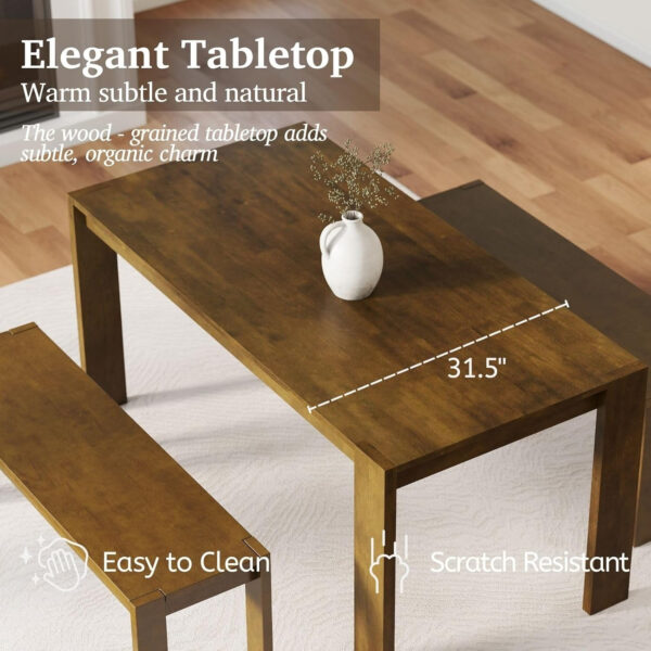 LukeAlon Wooden Dining Table for 4 to 6 People, 63" Large Kitchen Long Table with Wood Legs Mid Century Walnut Rectangular Dinner Tables for Home Dining Room Restaurant Farmhouse