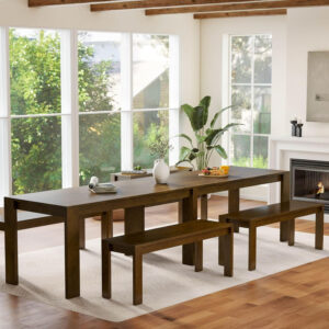 LukeAlon Wooden Dining Table for 4 to 6 People, 63" Large Kitchen Long Table with Wood Legs Mid Century Walnut Rectangular Dinner Tables for Home Dining Room Restaurant Farmhouse