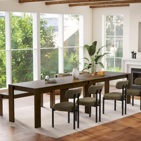 LukeAlon Wooden Dining Table for 4 to 6 People, 63" Large Kitchen Long Table with Wood Legs Mid Century Walnut Rectangular Dinner Tables for Home Dining Room Restaurant Farmhouse