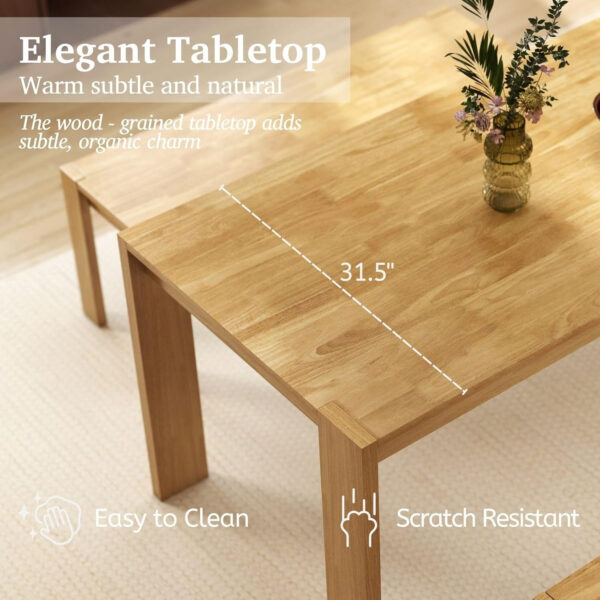 LukeAlon Wooden Dining Table for 4 to 6 People, 63" Large Kitchen Long Table with Wood Legs Mid Century Walnut Rectangular Dinner Tables for Home Dining Room Restaurant Farmhouse