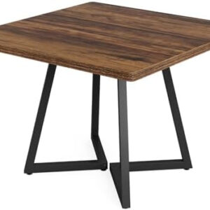 Tribesigns Square Dining Table for 2, 31.5" Industrial Dinner Table with Metal Base, Kitchen Table for Dining Room, Small Space, Apartment, Rustic Brown & Black