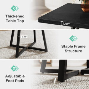 Tribesigns Square Dining Table for 2, 31.5" Industrial Dinner Table with Metal Base, Kitchen Table for Dining Room, Small Space, Apartment, Rustic Brown & Black