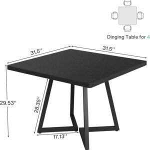 Tribesigns Square Dining Table for 2, 31.5" Industrial Dinner Table with Metal Base, Kitchen Table for Dining Room, Small Space, Apartment, Rustic Brown & Black