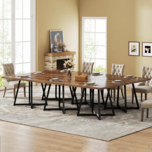 Tribesigns Square Dining Table for 2, 31.5" Industrial Dinner Table with Metal Base, Kitchen Table for Dining Room, Small Space, Apartment, Rustic Brown & Black