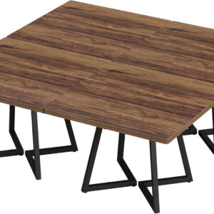 Tribesigns Square Dining Table for 2, 31.5" Industrial Dinner Table with Metal Base, Kitchen Table for Dining Room, Small Space, Apartment, Rustic Brown & Black