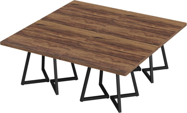 Tribesigns Square Dining Table for 2, 31.5" Industrial Dinner Table with Metal Base, Kitchen Table for Dining Room, Small Space, Apartment, Rustic Brown & Black