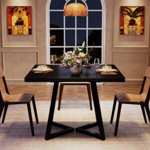 Tribesigns Square Dining Table for 2, 31.5" Industrial Dinner Table with Metal Base, Kitchen Table for Dining Room, Small Space, Apartment, Rustic Brown & Black