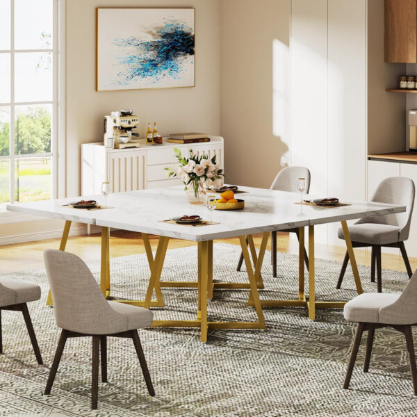 Tribesigns Square Dining Table for 2, 31.5" Industrial Dinner Table with Metal Base, Kitchen Table for Dining Room, Small Space, Apartment, Rustic Brown & Black