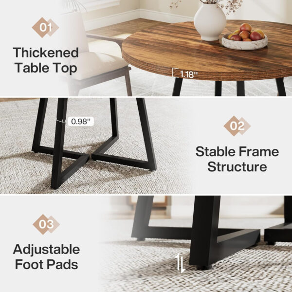 Tribesigns Square Dining Table for 2, 31.5" Industrial Dinner Table with Metal Base, Kitchen Table for Dining Room, Small Space, Apartment, Rustic Brown & Black