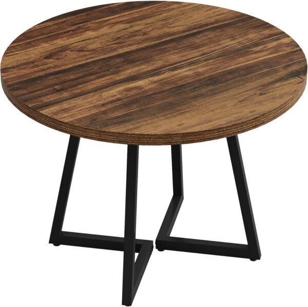 Tribesigns Square Dining Table for 2, 31.5" Industrial Dinner Table with Metal Base, Kitchen Table for Dining Room, Small Space, Apartment, Rustic Brown & Black