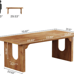 Tribesigns Modern Dining Table for 6 to 8 People, 71" Large Kitchen Dining Table with Wood Pedestal Base, Rectangular Long Dinner Table for Kitchen, Dining Room, Living Room, Rustic Brown