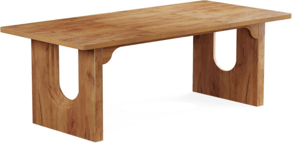 Tribesigns Modern Dining Table for 6 to 8 People, 71" Large Kitchen Dining Table with Wood Pedestal Base, Rectangular Long Dinner Table for Kitchen, Dining Room, Living Room, Rustic Brown