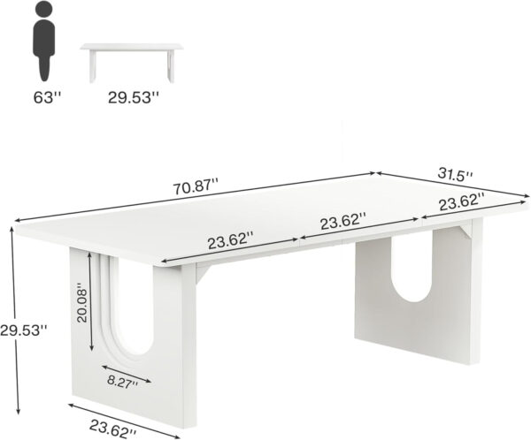Tribesigns Modern Dining Table for 6 to 8 People, 71" Large Kitchen Dining Table with Wood Pedestal Base, Rectangular Long Dinner Table for Kitchen, Dining Room, Living Room, Rustic Brown