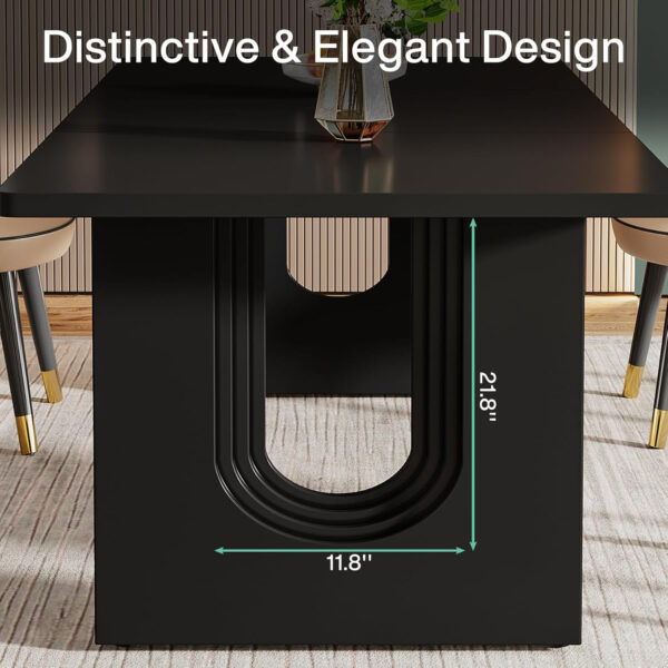 Tribesigns Modern Dining Table for 6 to 8 People, 71" Large Kitchen Dining Table with Wood Pedestal Base, Rectangular Long Dinner Table for Kitchen, Dining Room, Living Room, Rustic Brown