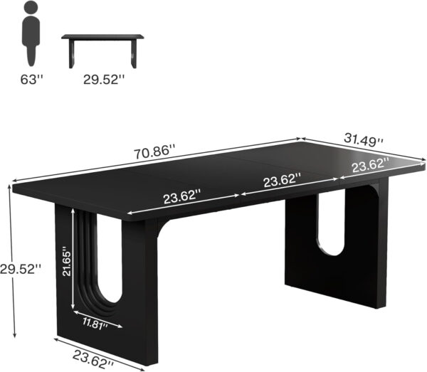 Tribesigns Modern Dining Table for 6 to 8 People, 71" Large Kitchen Dining Table with Wood Pedestal Base, Rectangular Long Dinner Table for Kitchen, Dining Room, Living Room, Rustic Brown