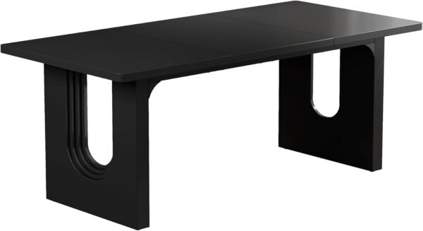 Tribesigns Modern Dining Table for 6 to 8 People, 71" Large Kitchen Dining Table with Wood Pedestal Base, Rectangular Long Dinner Table for Kitchen, Dining Room, Living Room, Rustic Brown