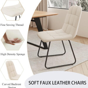 ZckyCine 67" Modern Rectangular Wooden Dining Table Set with 6 Brown Leather Chairs - Expandable, Space-Saving, Multifunctional