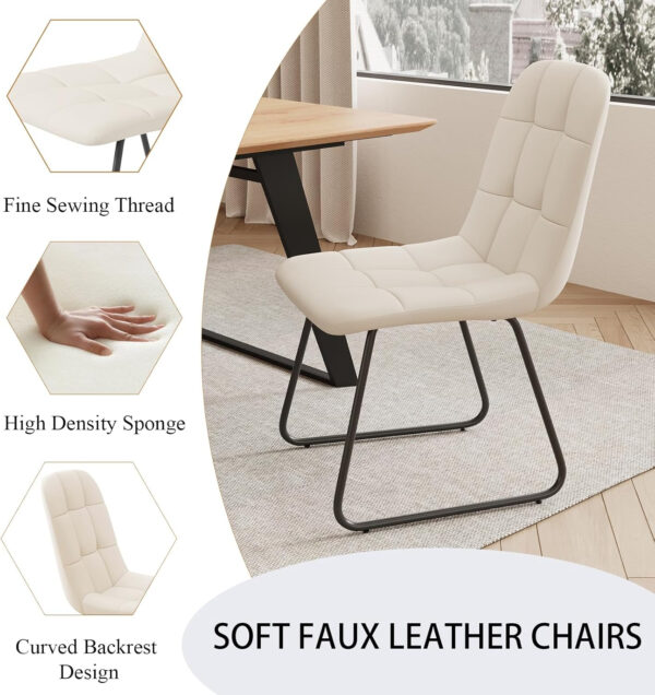 ZckyCine 67" Modern Rectangular Wooden Dining Table Set with 6 Brown Leather Chairs - Expandable, Space-Saving, Multifunctional