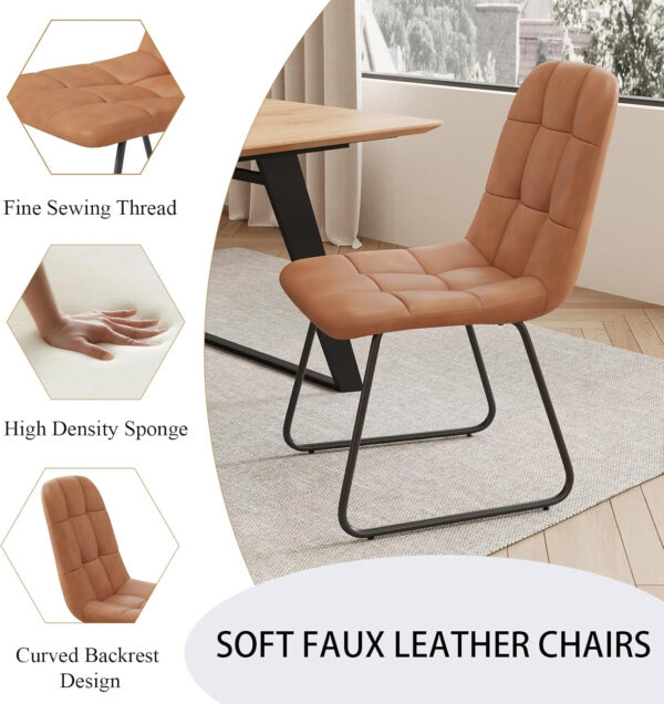 ZckyCine 67" Modern Rectangular Wooden Dining Table Set with 6 Brown Leather Chairs - Expandable, Space-Saving, Multifunctional