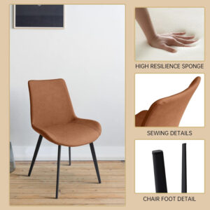 ZckyCine 67" Modern Rectangular Wooden Dining Table Set with 6 Brown Leather Chairs - Expandable, Space-Saving, Multifunctional