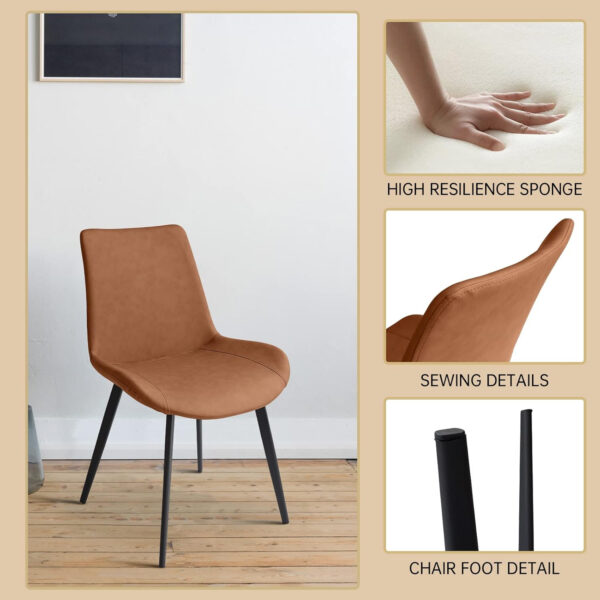 ZckyCine 67" Modern Rectangular Wooden Dining Table Set with 6 Brown Leather Chairs - Expandable, Space-Saving, Multifunctional