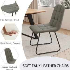 ZckyCine 67" Modern Rectangular Wooden Dining Table Set with 6 Brown Leather Chairs - Expandable, Space-Saving, Multifunctional