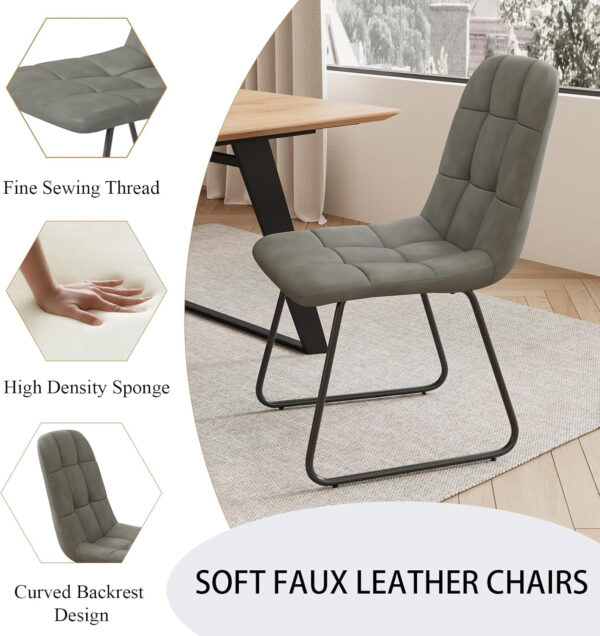 ZckyCine 67" Modern Rectangular Wooden Dining Table Set with 6 Brown Leather Chairs - Expandable, Space-Saving, Multifunctional