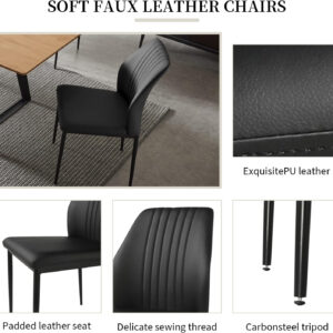 ZckyCine 67" Modern Rectangular Wooden Dining Table Set with 6 Brown Leather Chairs - Expandable, Space-Saving, Multifunctional