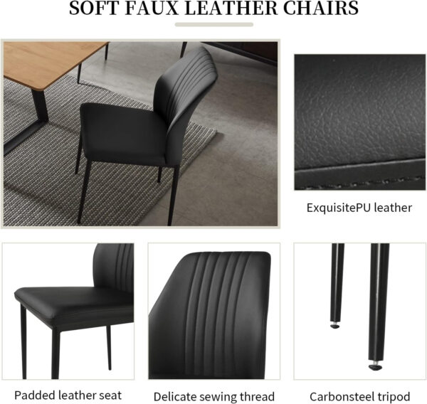 ZckyCine 67" Modern Rectangular Wooden Dining Table Set with 6 Brown Leather Chairs - Expandable, Space-Saving, Multifunctional