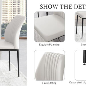 ZckyCine 67" Modern Rectangular Wooden Dining Table Set with 6 Brown Leather Chairs - Expandable, Space-Saving, Multifunctional