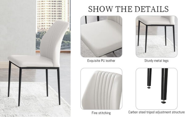 ZckyCine 67" Modern Rectangular Wooden Dining Table Set with 6 Brown Leather Chairs - Expandable, Space-Saving, Multifunctional